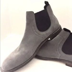 New Rail Men Mid Cut Slip On Ankle Boots Leather 47 Gray USA 12.5 Blue Ocean